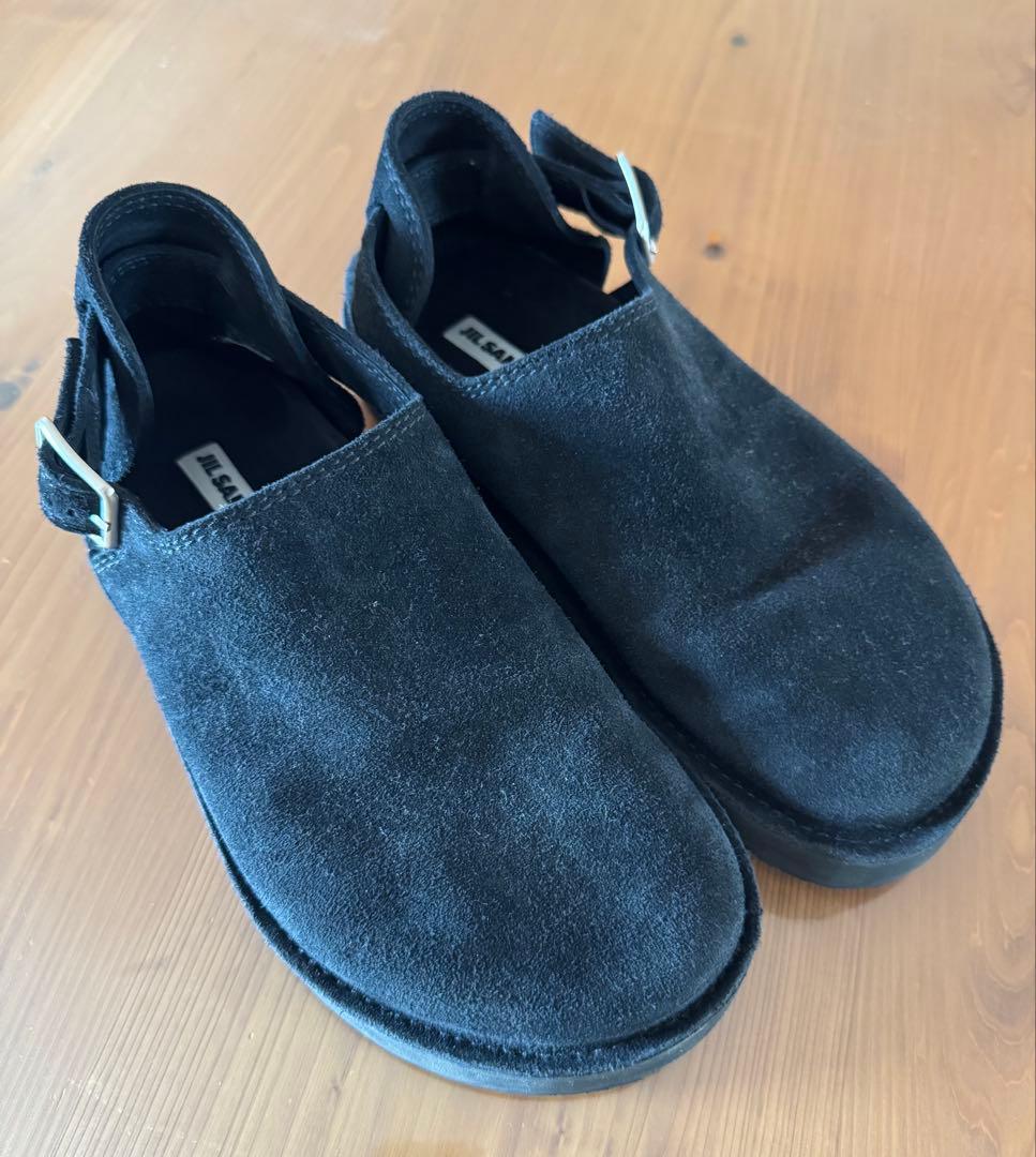 JIL SANDER スエードサンダル バックル ブラック 42