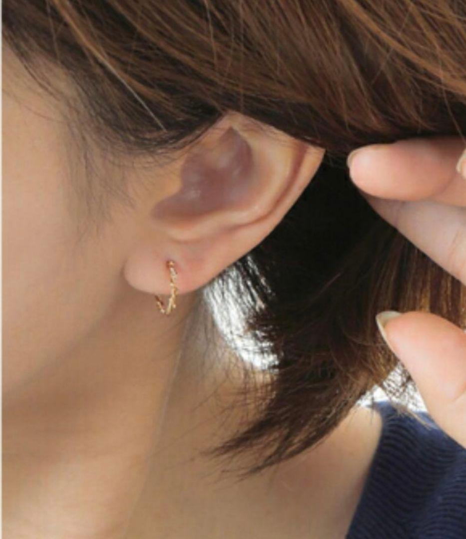K18 フープピアス☆イエローゴールド 18金ピアス 刻印あり日本製　※片耳※