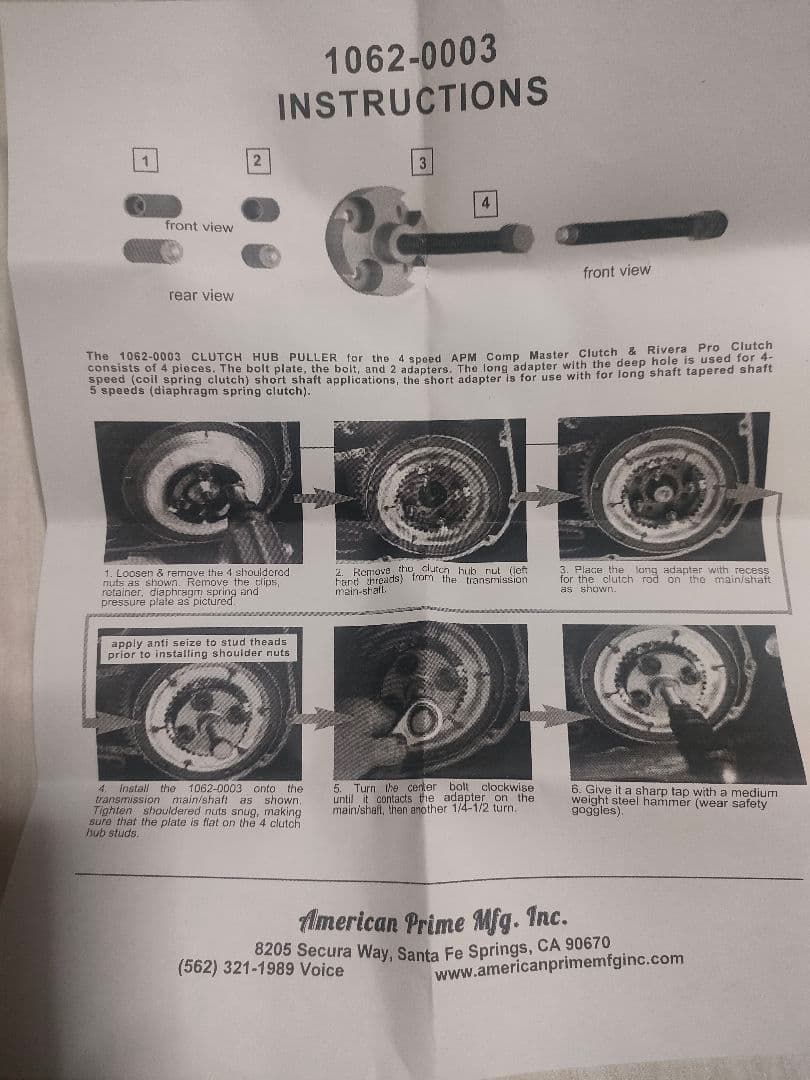 アメリカンプライムAPMクラッチハブプーラー ビッグツイン ハーレーダビッドソン