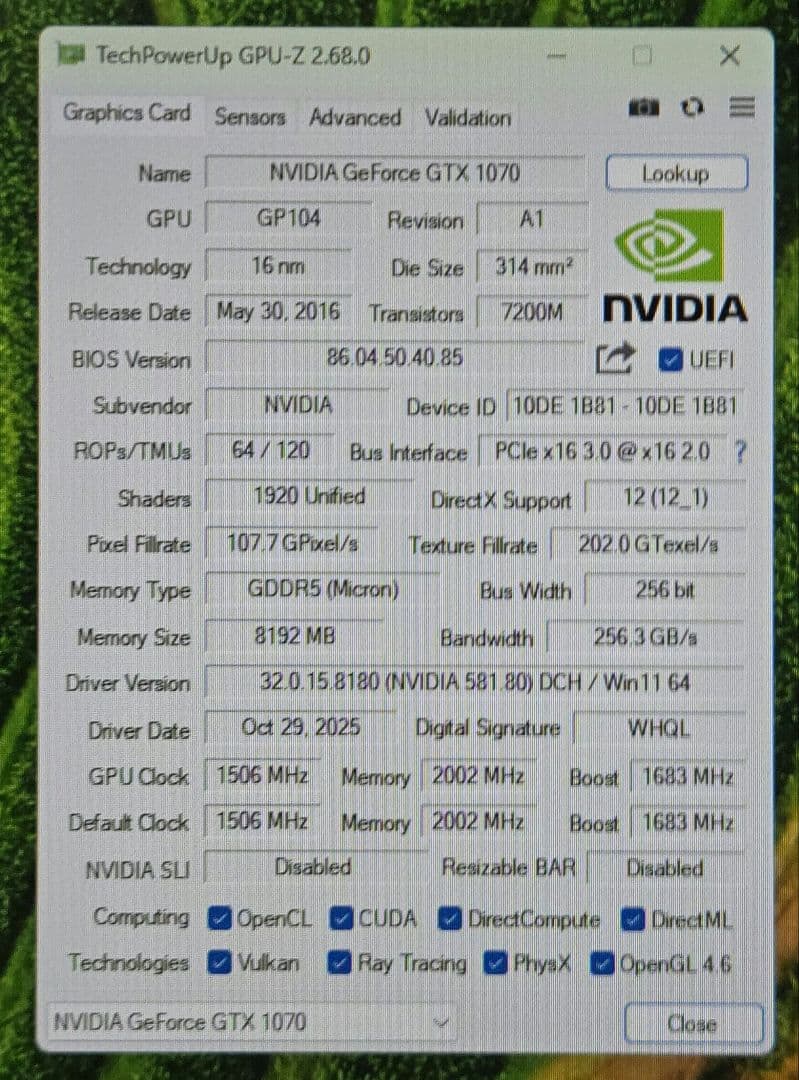 グラフィックボード・グラボ・ビデオカード Palit GTX1070 DUAL