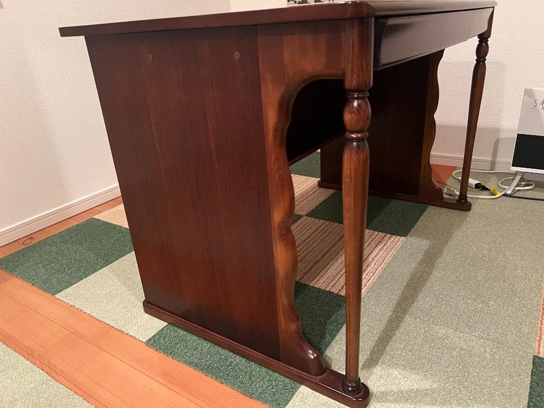 【木製デスク】シンプル書斎机 ノーブランド 約20年前購入 目立つ傷なし