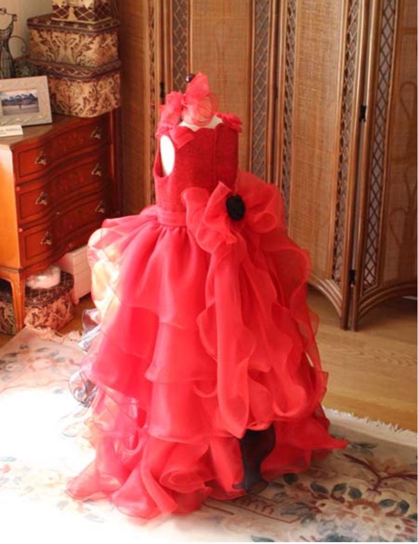 にゃんたん様　オーダーメイド　赤130＆オレンジ120〜130フォーマルドレス