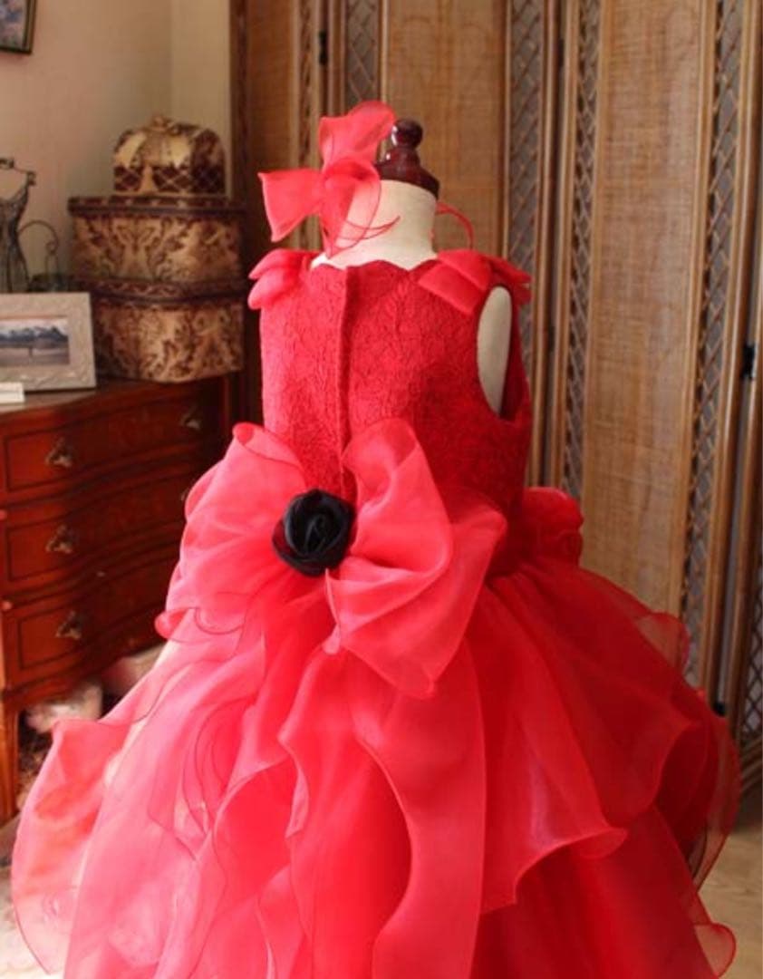 にゃんたん様　オーダーメイド　赤130＆オレンジ120〜130フォーマルドレス