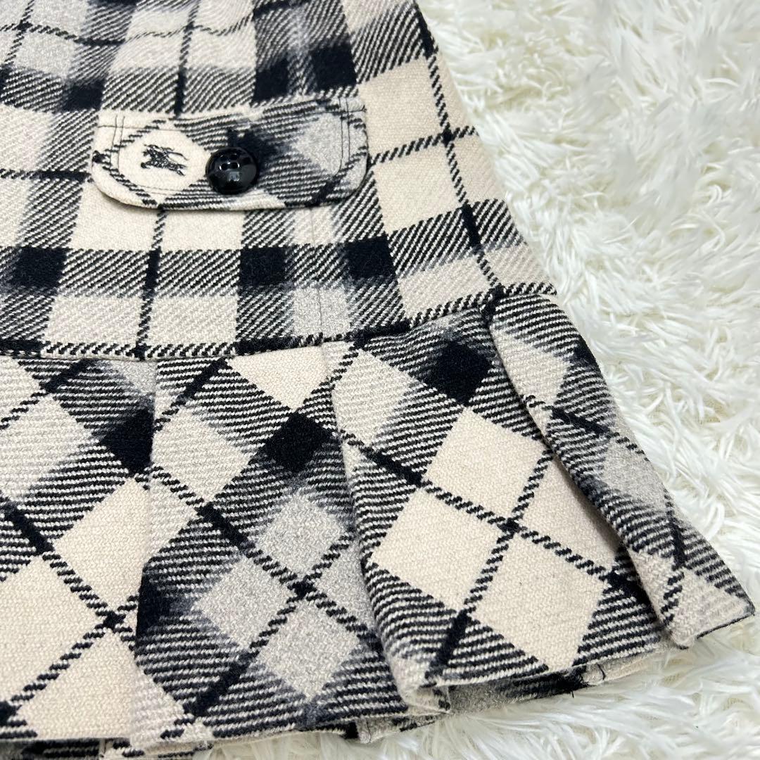 バーバリーブルーレーベル　チェックミニワンピース　プリーツ　ロゴ刺繍　38 M