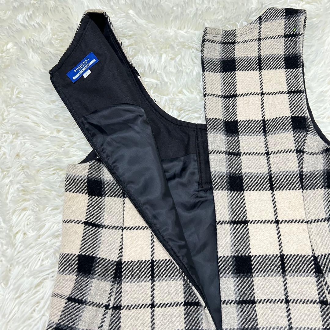 バーバリーブルーレーベル　チェックミニワンピース　プリーツ　ロゴ刺繍　38 M