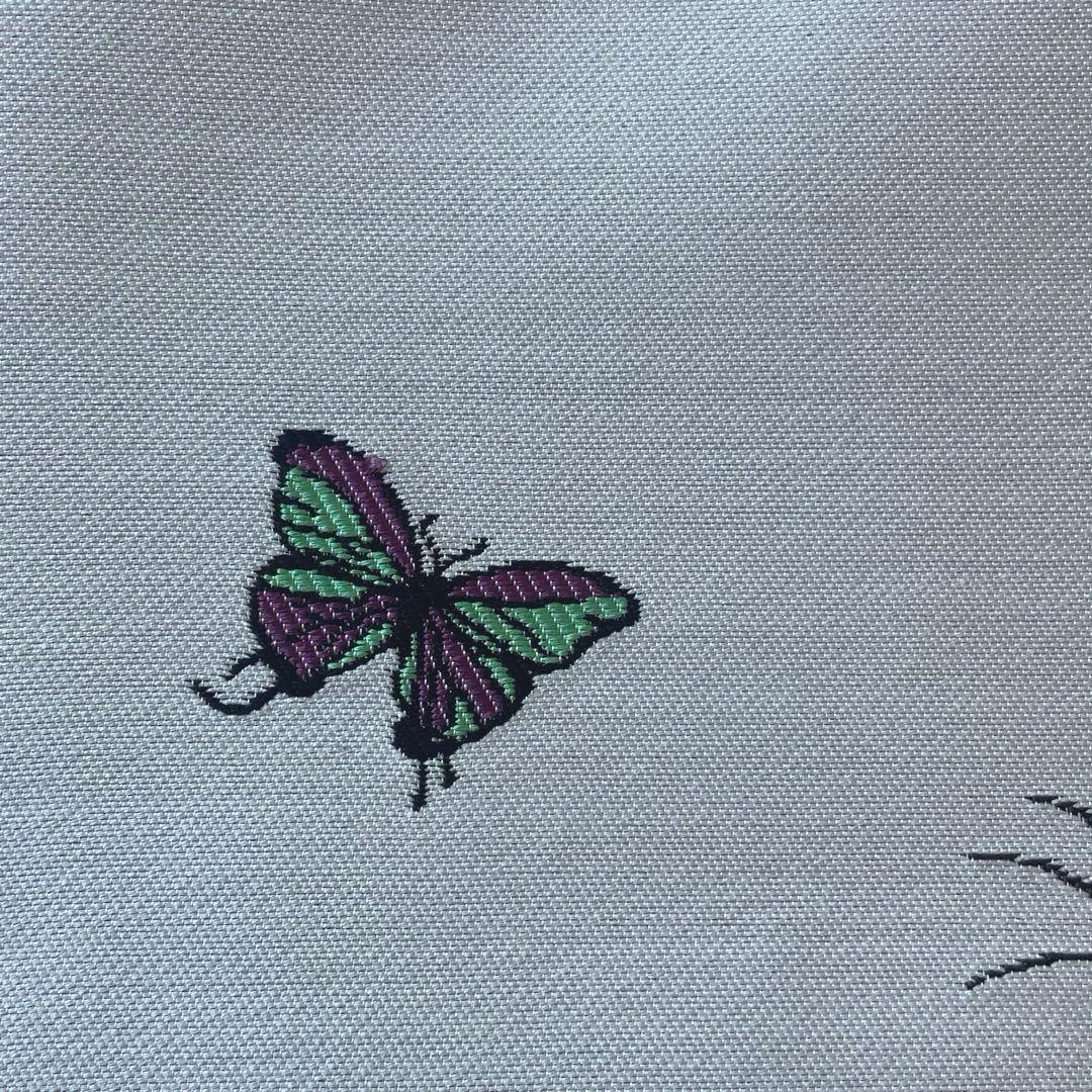 A4サイズ対応　帯　猫と蝶々　リメイク　江戸打紐ハンドルバッグ