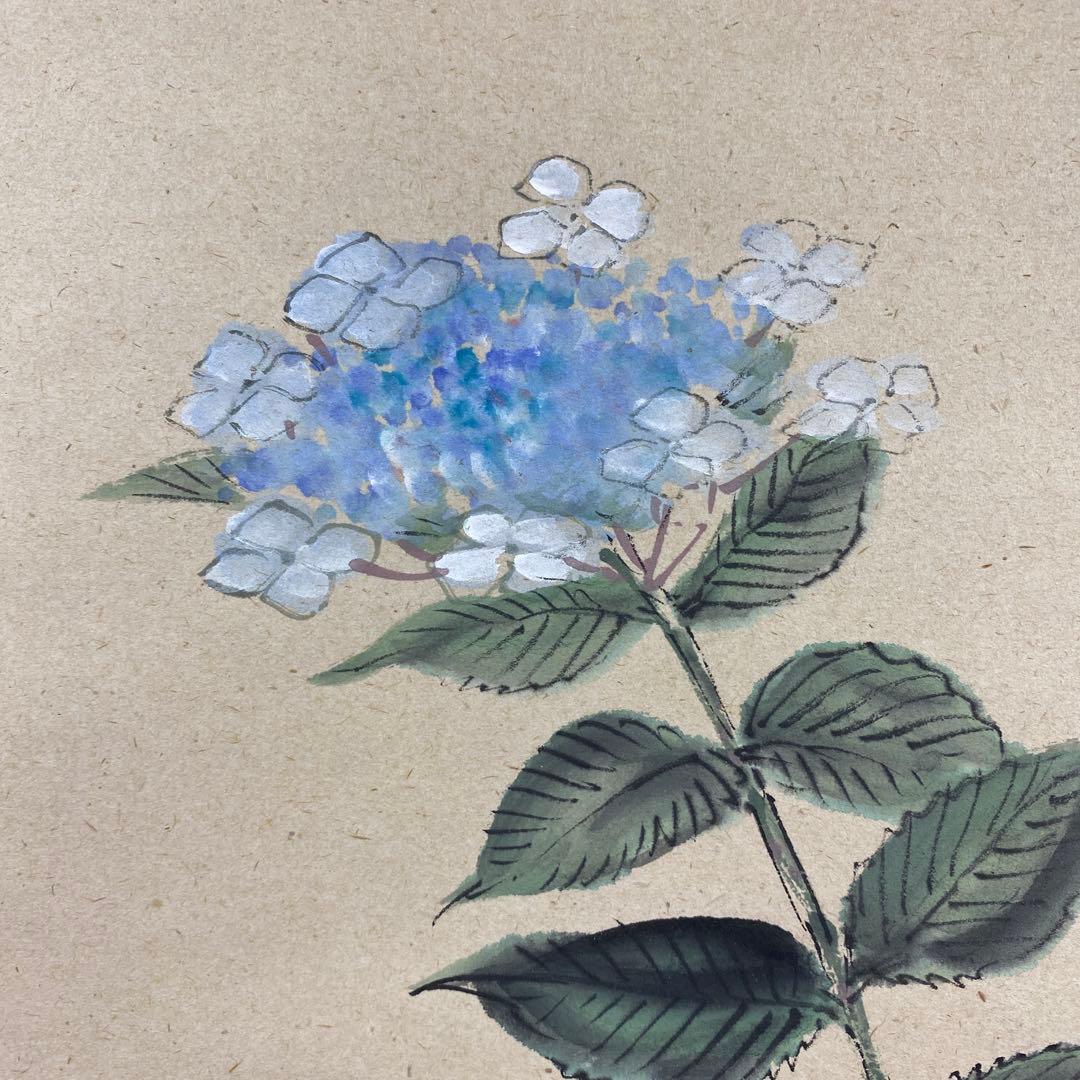 美品 掛け軸 瑞龍山雲澤禅寺 足立泰道作 紫陽花画賛「一雨潤千山」共箱 禅語