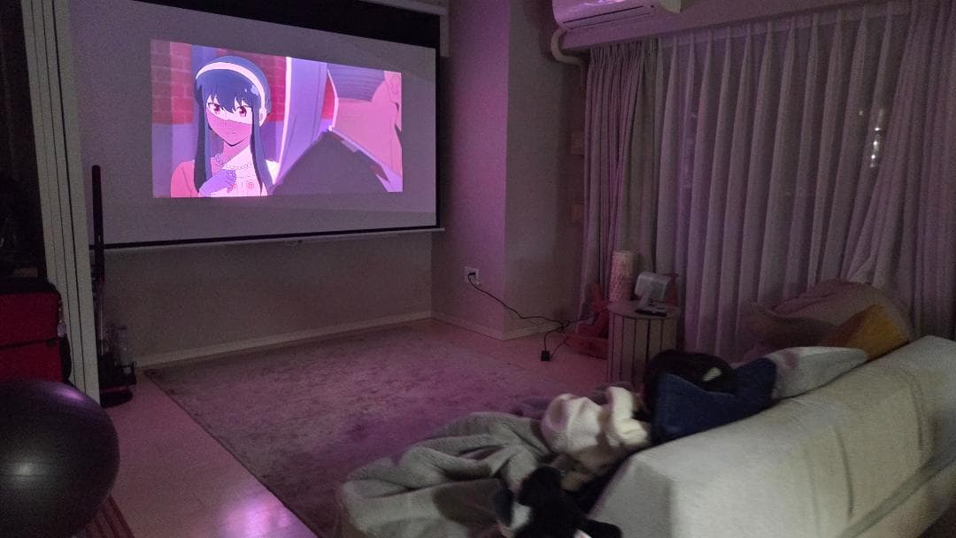 【年末家族と】4K 巻き上げ 吊り下げプロジェクタースクリーン（120インチ）