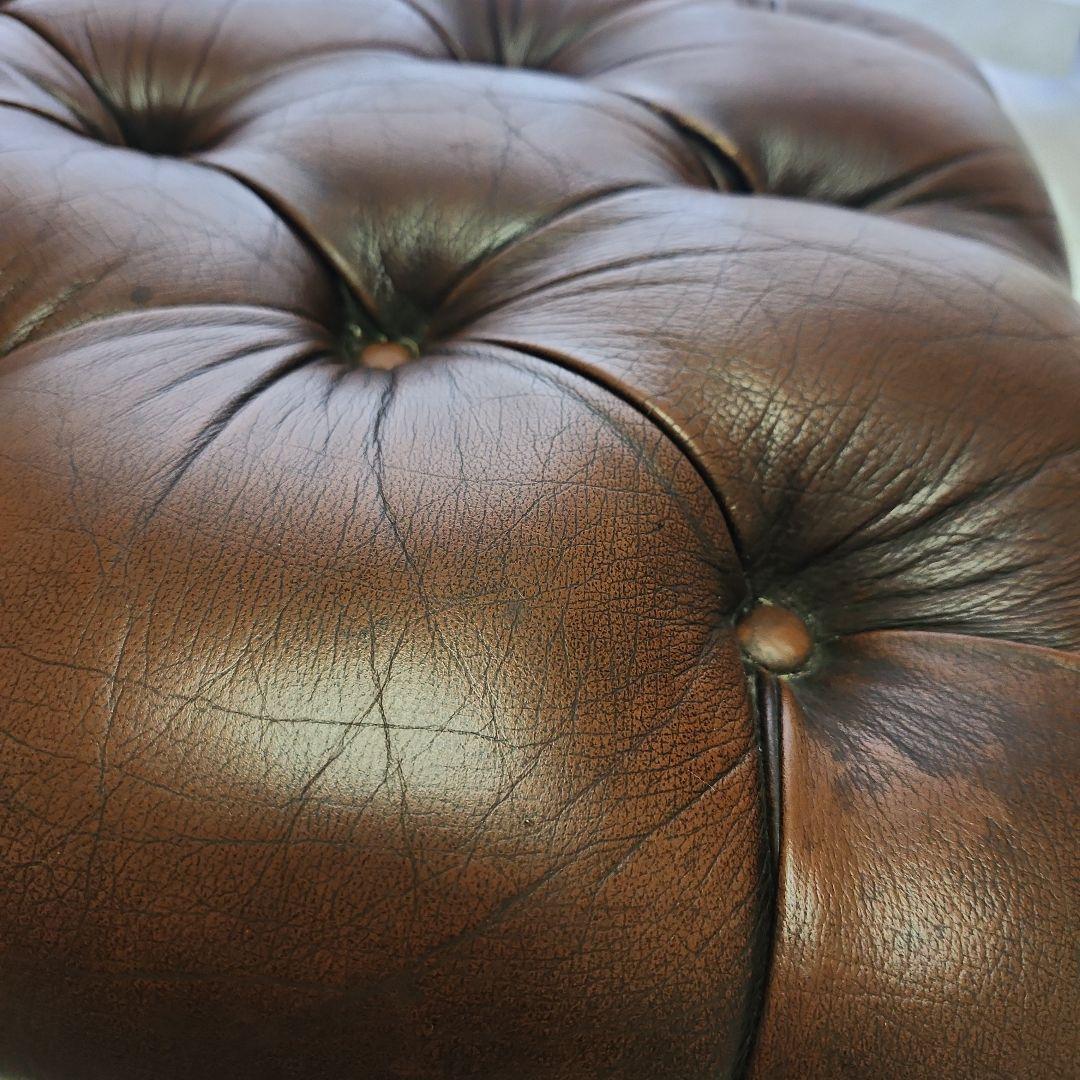 本革　 ブラウン　 オットマン　チェスターフィールド　イギリス　ヴィンテージ