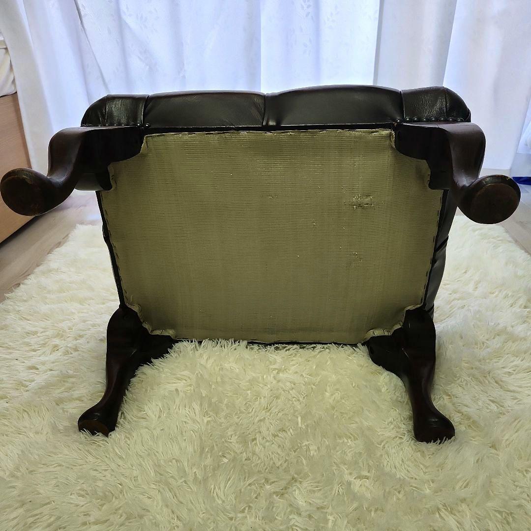 本革　 ブラウン　 オットマン　チェスターフィールド　イギリス　ヴィンテージ