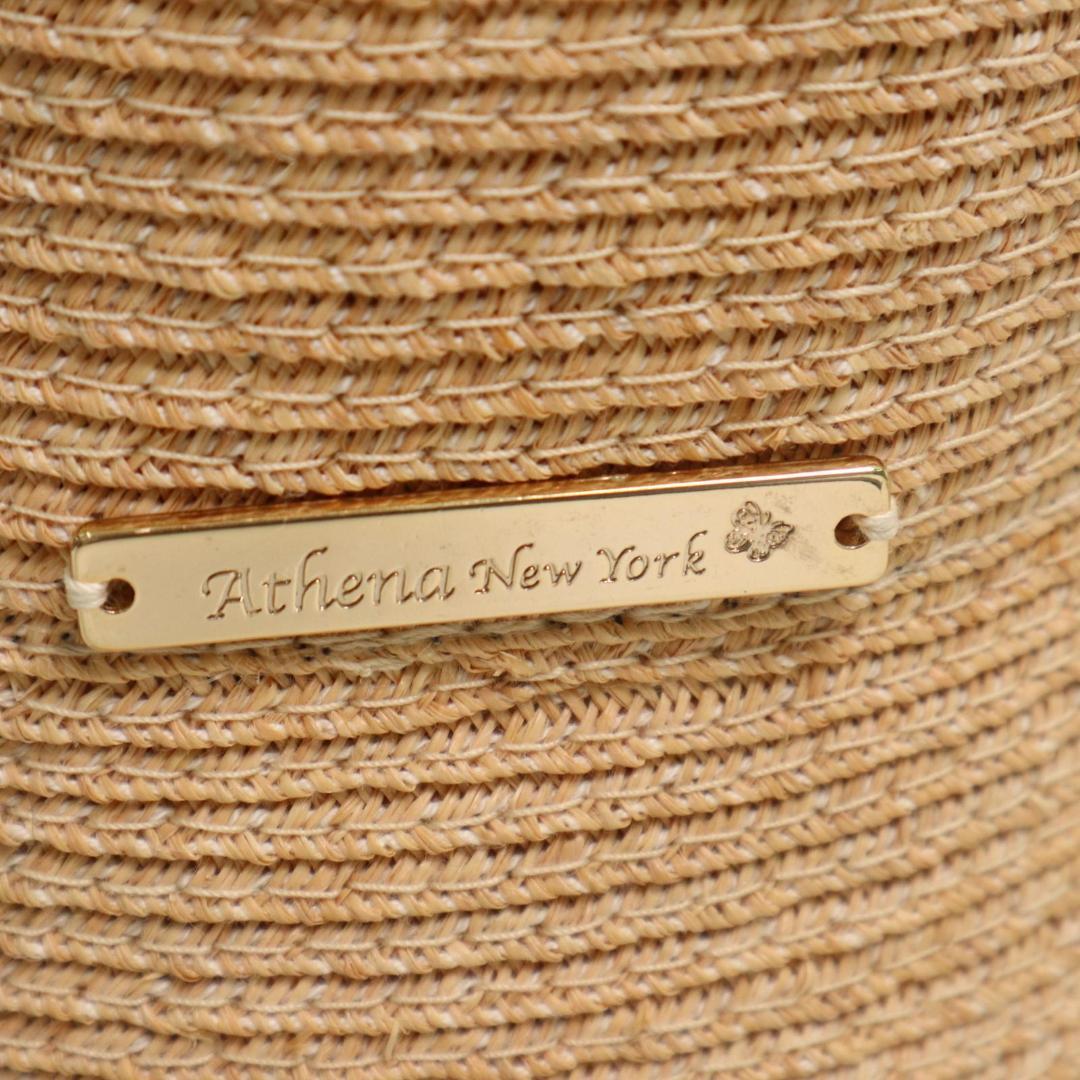 【極美品】Athena New York　花柄刺繍 ラフィア ストローハット