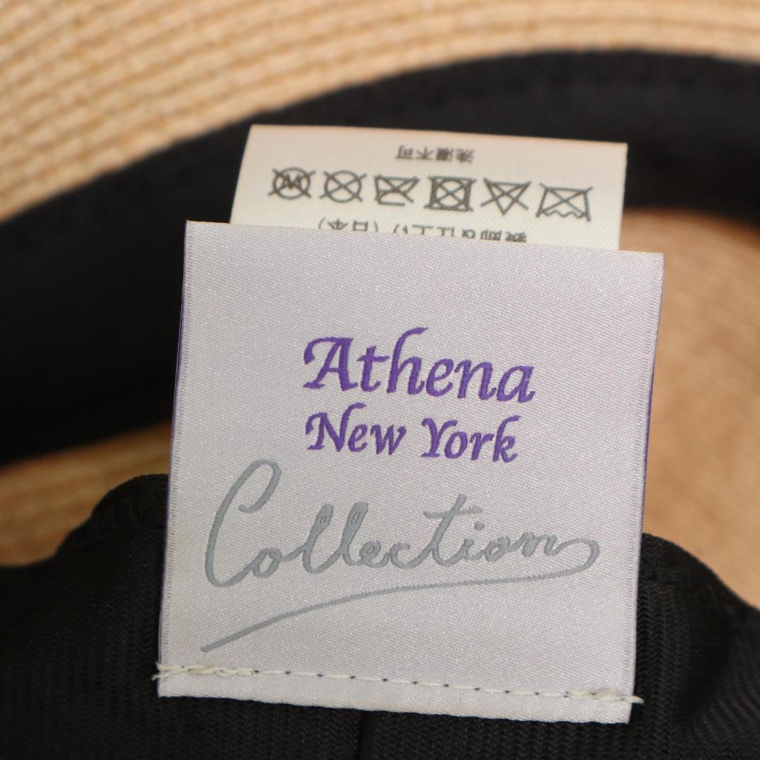 【極美品】Athena New York　花柄刺繍 ラフィア ストローハット
