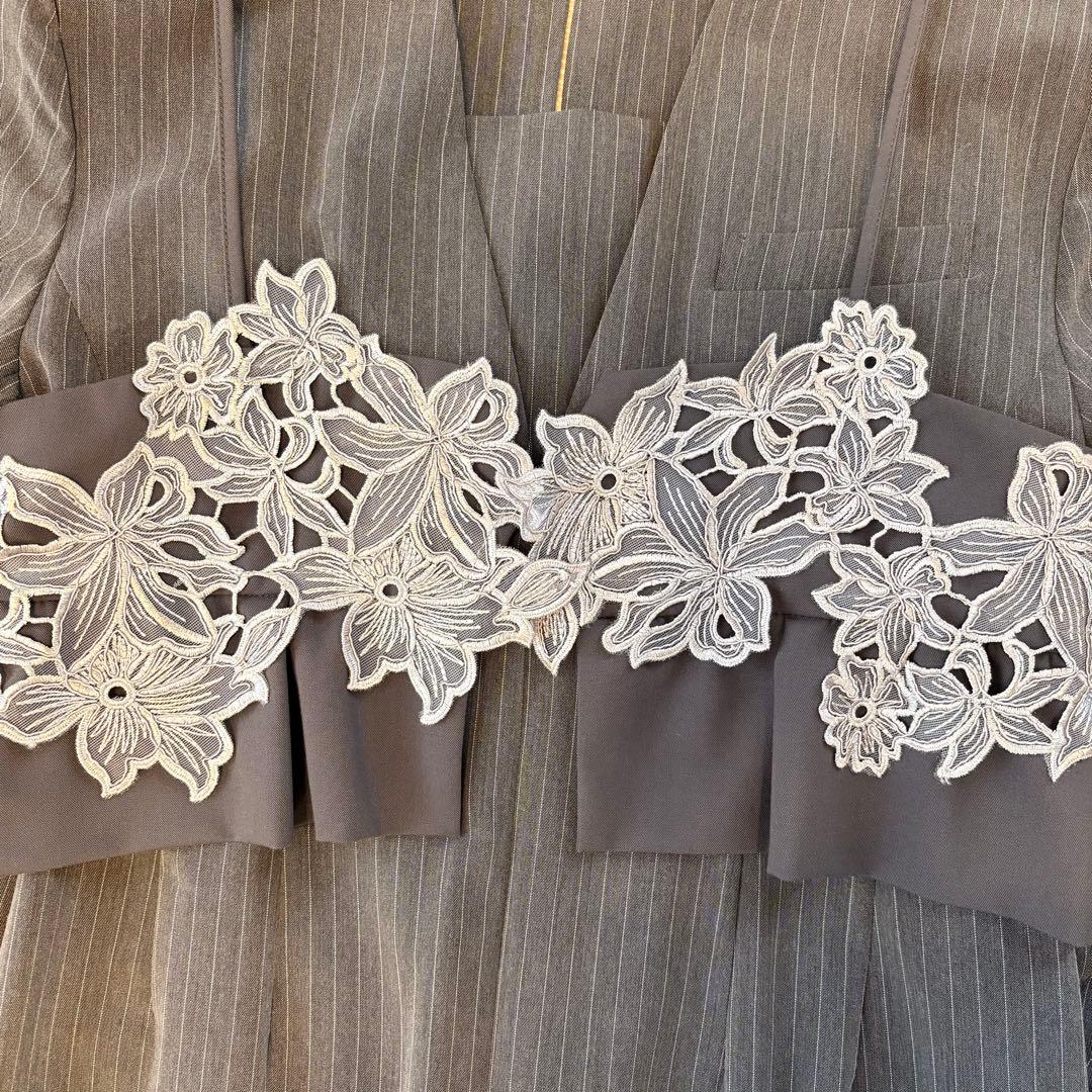 ANDRESD ドレス ピンストライプテーラードビスチェドレス グレー M