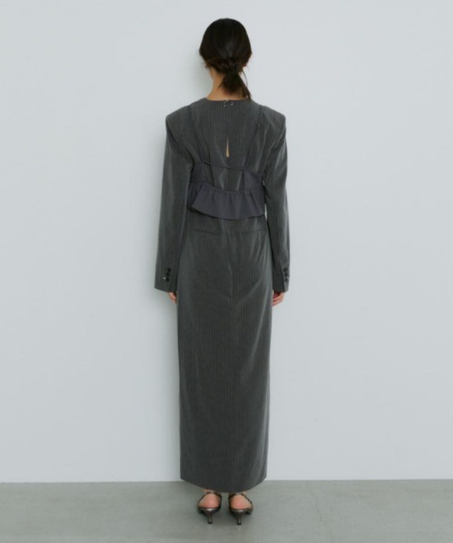 ANDRESD ドレス ピンストライプテーラードビスチェドレス グレー M