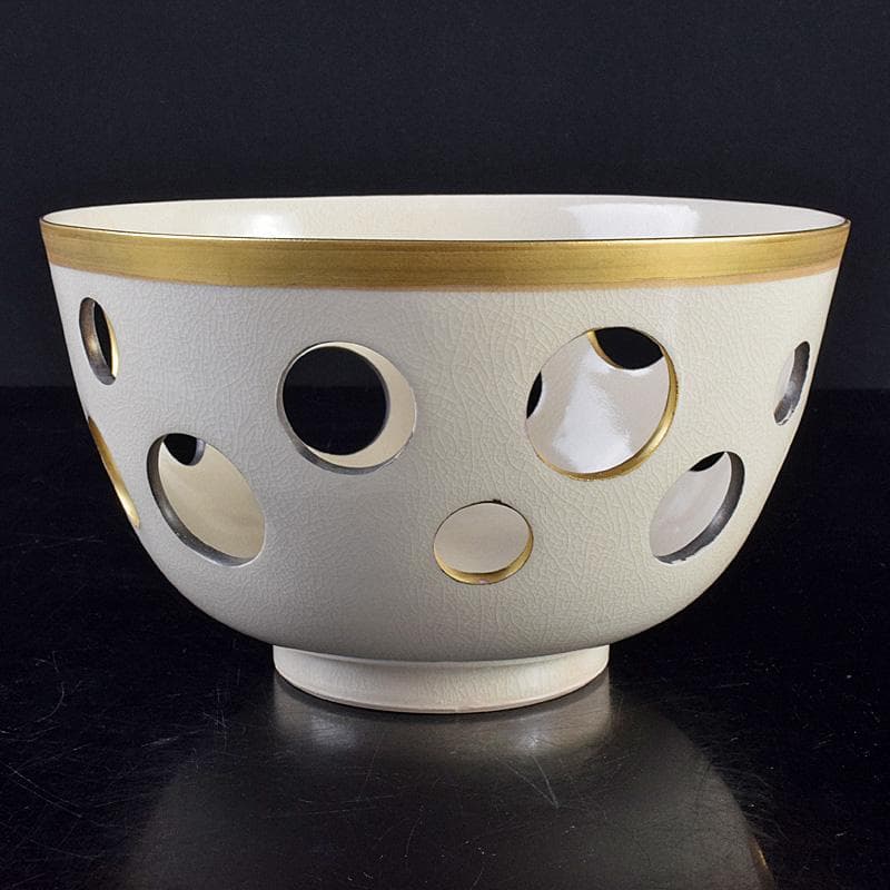 北大路魯山人作　金銀水玉透かし鉢　菓子鉢　共箱　D　R8520