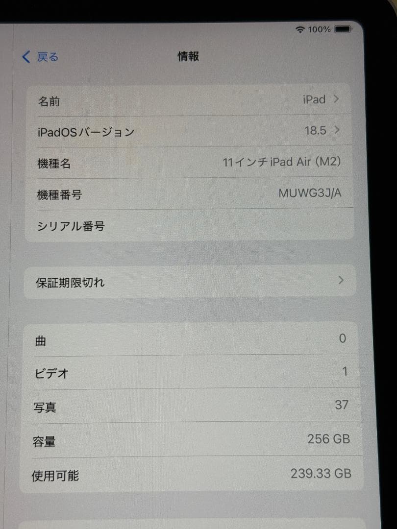 iPad Air M2 11インチ 256GB スペースグレイ　本体