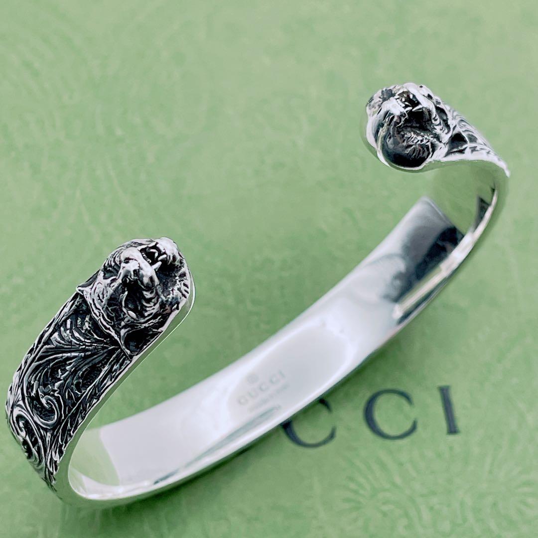 GUCCI バングル　アラベスク　キャット　インターロッキング　シルバー