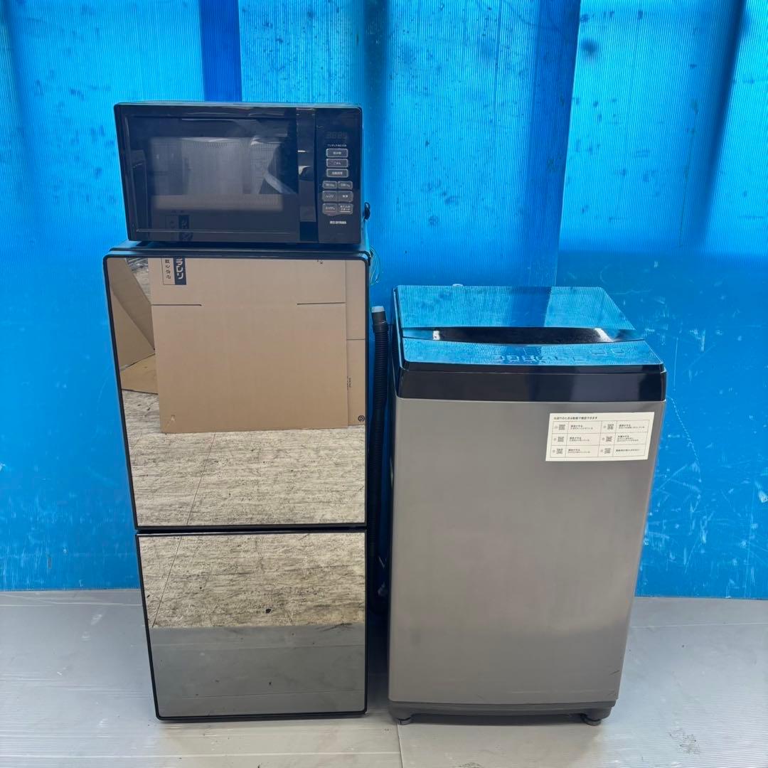 491 ガラストップ冷蔵庫 洗濯機 電子レンジ3点セット 小型 一人暮らし