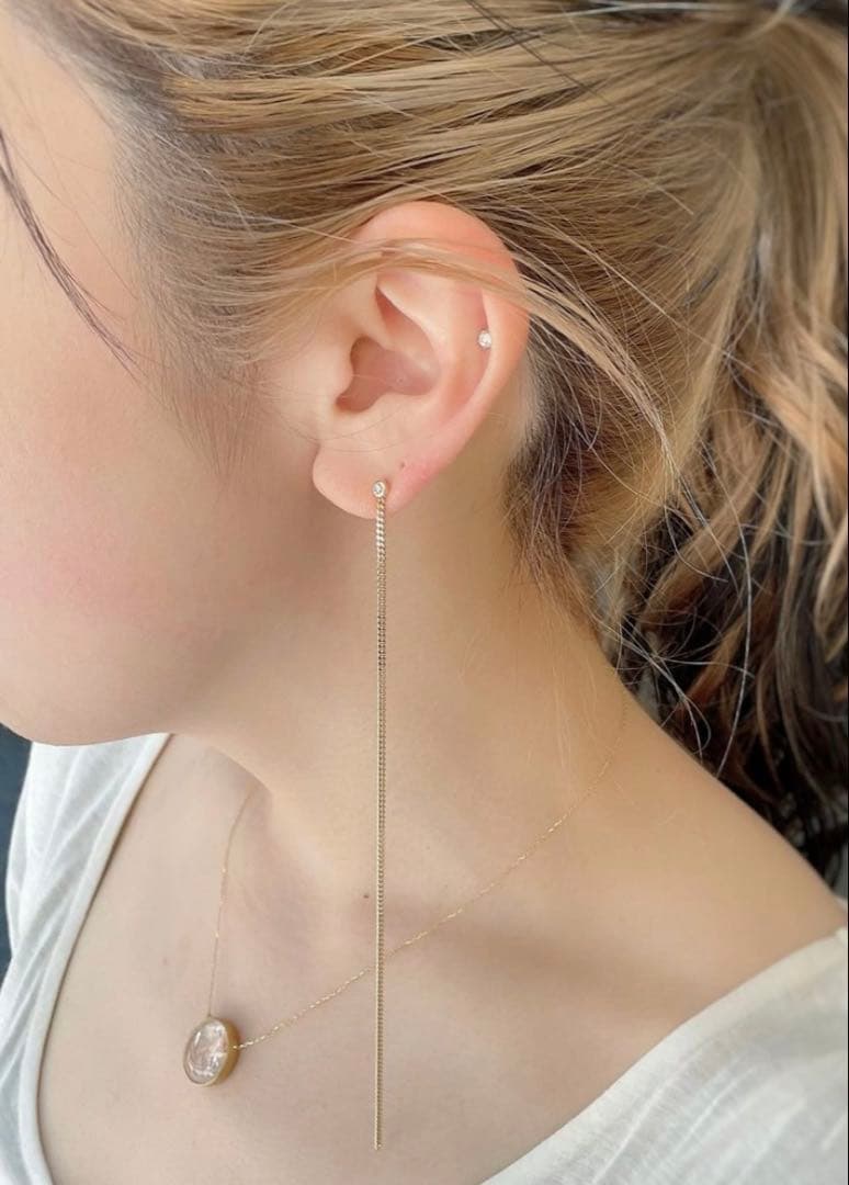 MOIXX K10ゴールド ダイヤチェーンスタイル ピアス(片耳用)