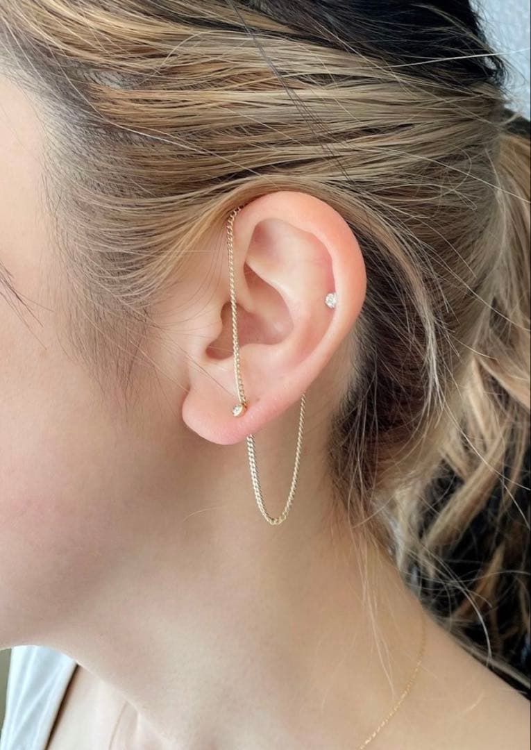 MOIXX K10ゴールド ダイヤチェーンスタイル ピアス(片耳用)