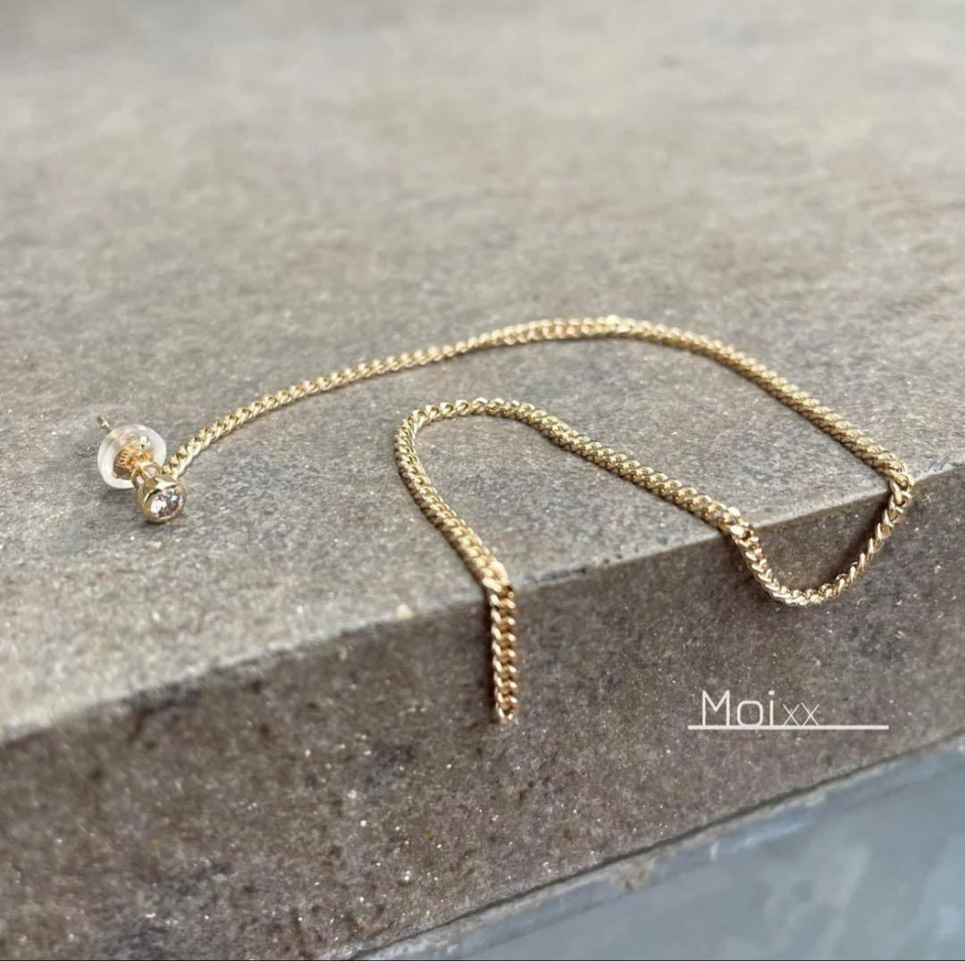 MOIXX K10ゴールド ダイヤチェーンスタイル ピアス(片耳用)