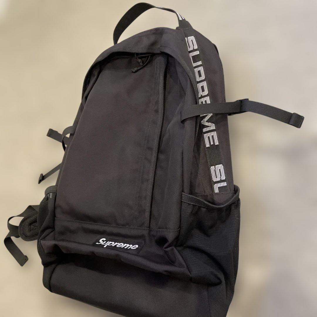 バッグ Supreme 18ss Tape Logo Back Pack Black