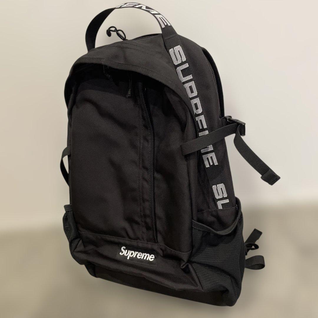 バッグ Supreme 18ss Tape Logo Back Pack Black