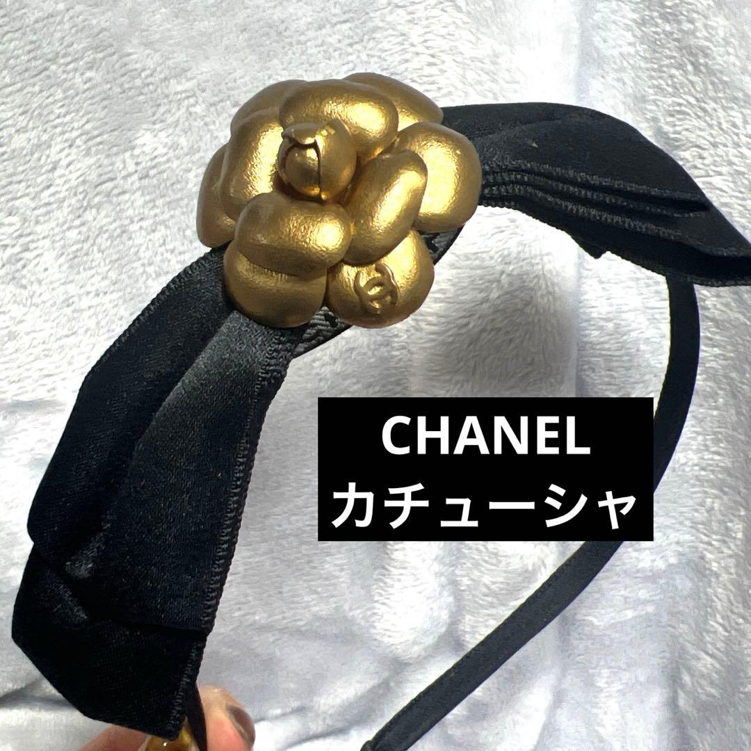 【正規品・美品】CHANEL カメリア&リボンモチーフカチューシャ