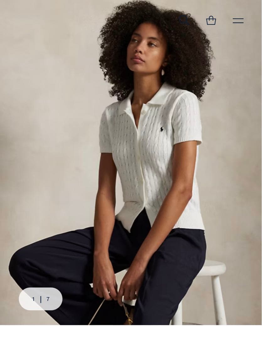 ケーブル コットンショートスリーブ Polo カーディガン　ポロラルフローレン