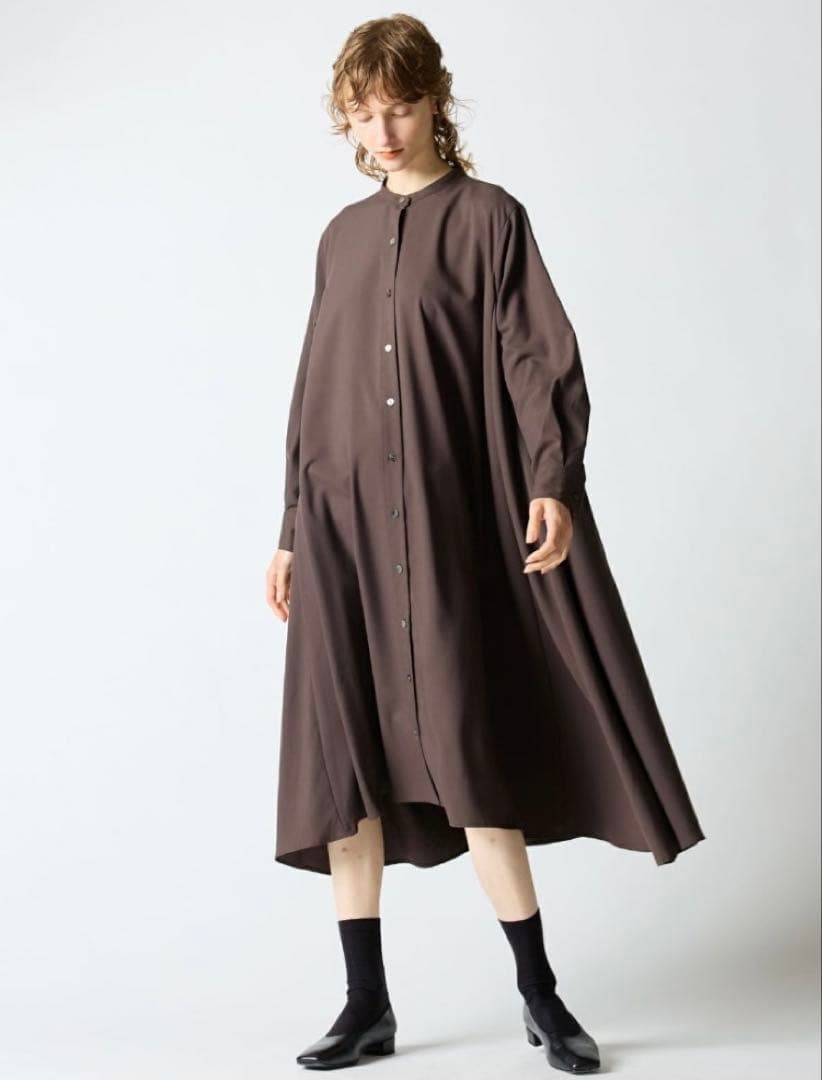 mizuiroind ロングフレアシャツワンピースT/R