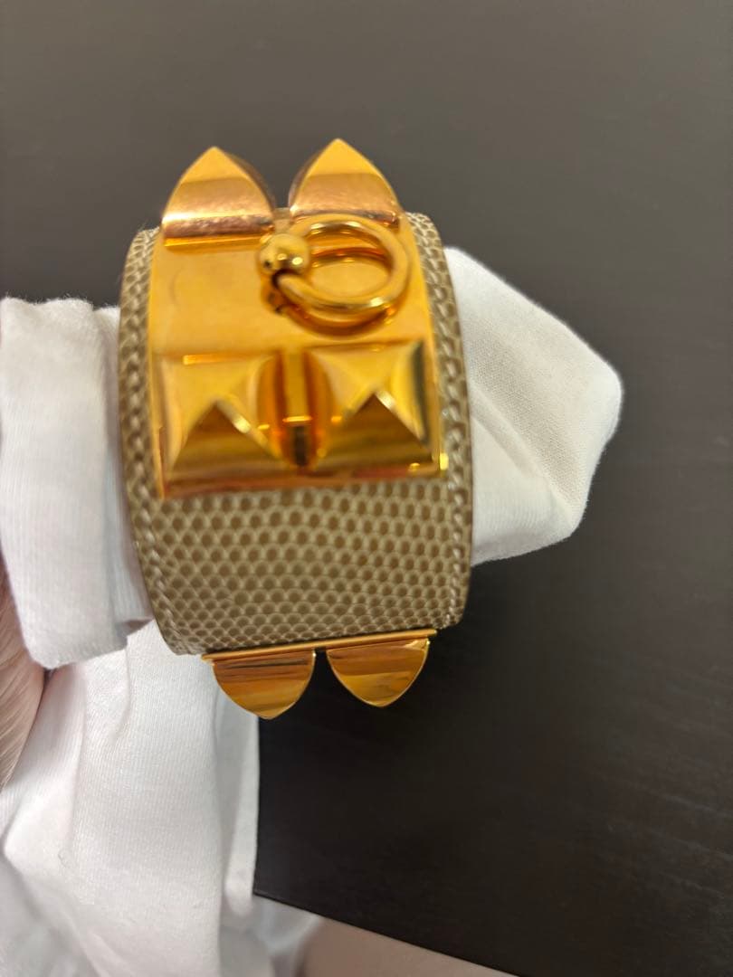 匿名エルメス コリエドシアン ブレスレット バングル リザード エキゾチック希少