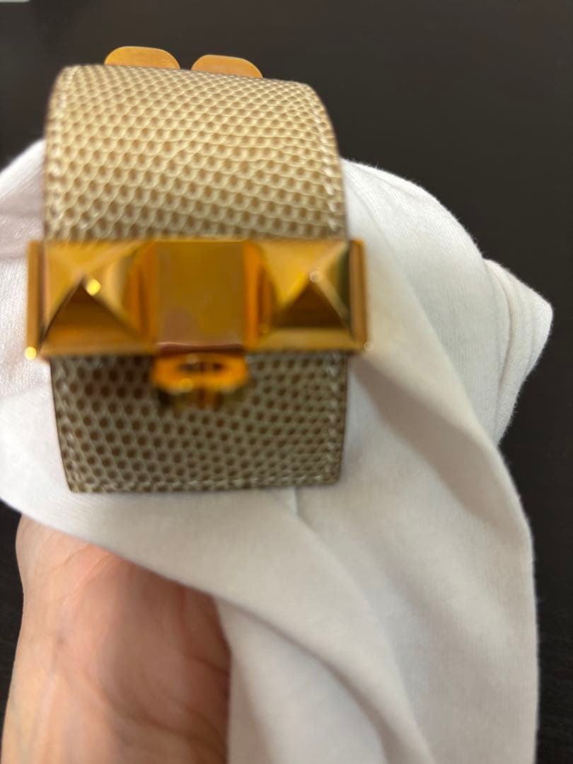 匿名エルメス コリエドシアン ブレスレット バングル リザード エキゾチック希少