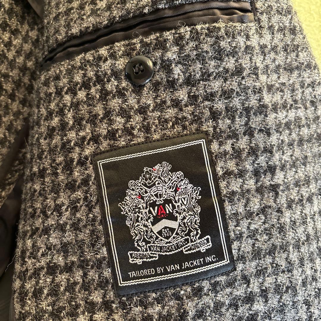 VAN グレー/ブラックチェック ダブルブレストジャケット