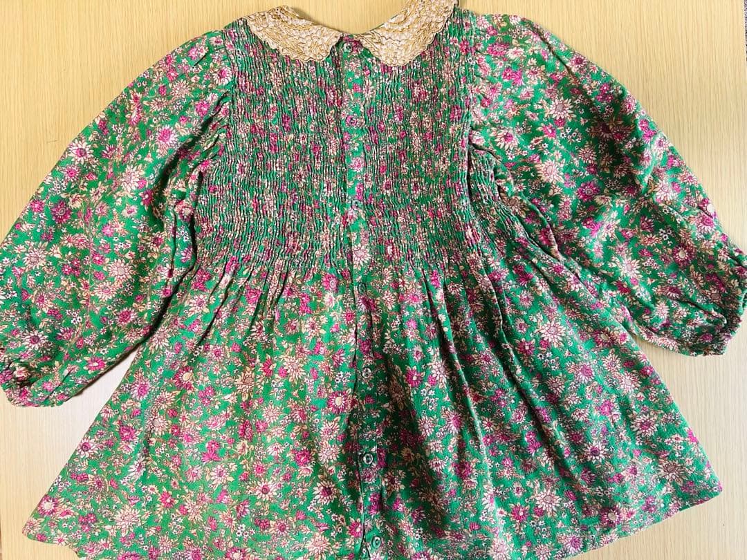 Bonjour diary ボンジュールダイアリー グリーン　花柄ブラウス