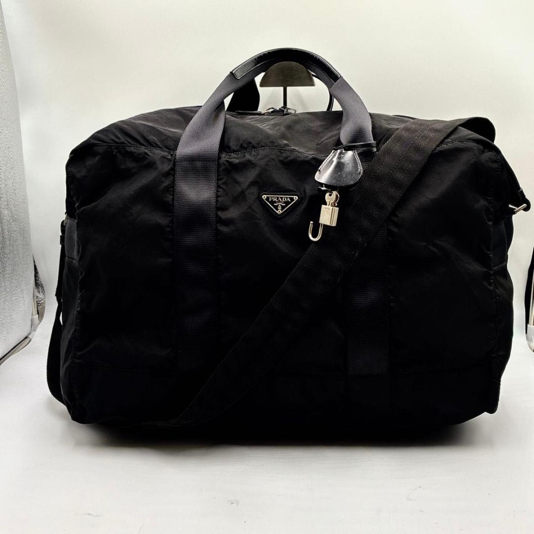 ユミ　プラダ ボストンバッグ 2way 三角ロゴ 白タグ ナイロン