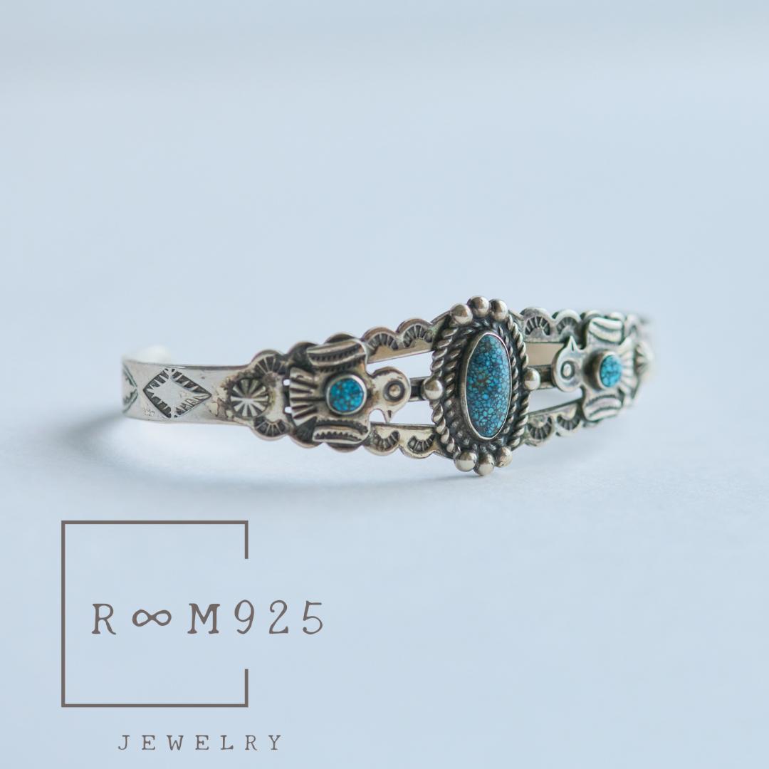 【J739】ヴィンテージ　ナバホ　ターコイズ　バングル　ヴィンテージ