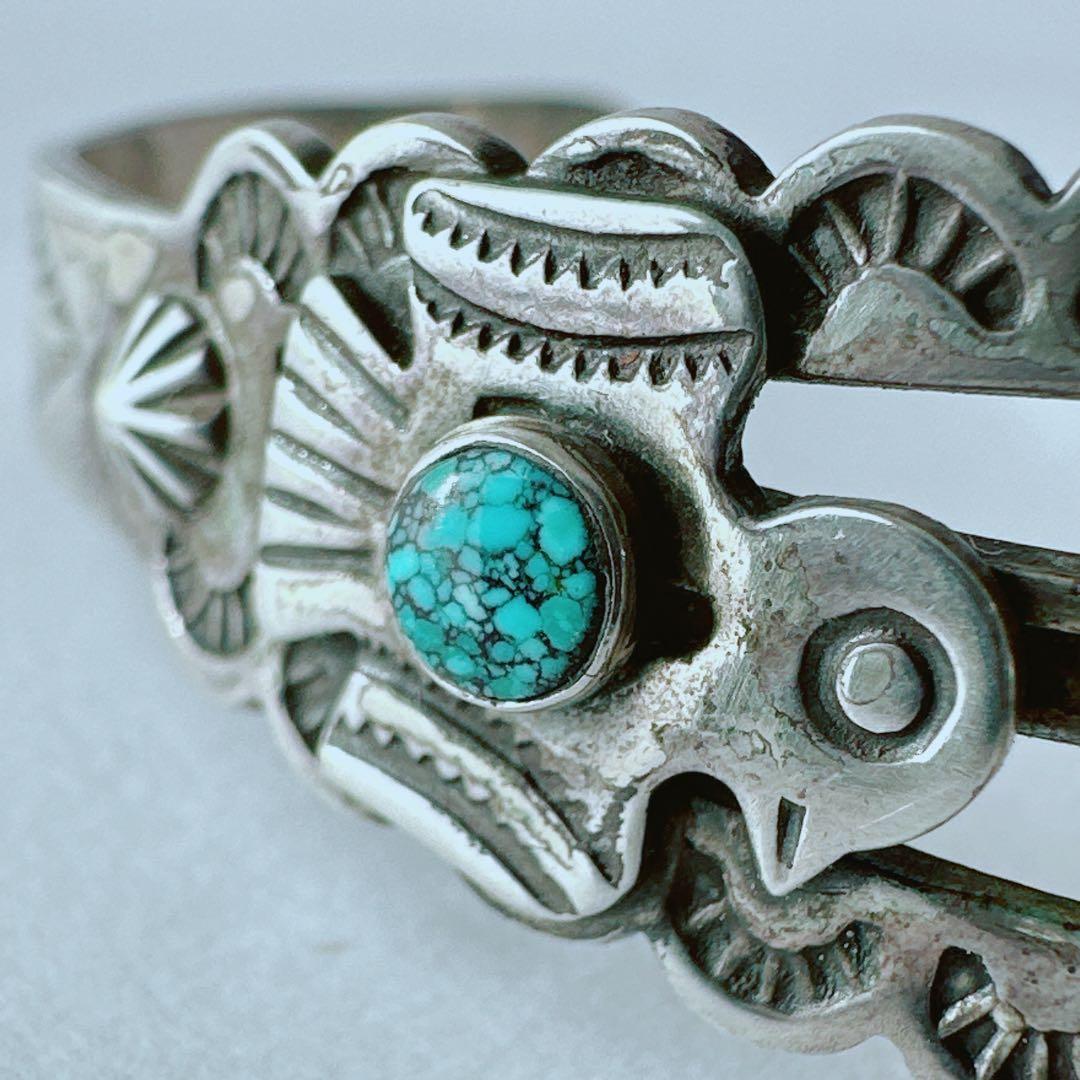 【J739】ヴィンテージ　ナバホ　ターコイズ　バングル　ヴィンテージ