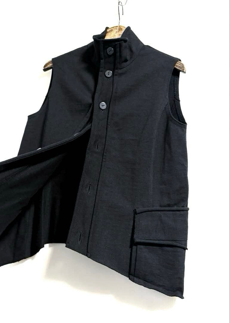 JURGEN LEHLヨーガンレール　スウェットベスト 切りっぱなし　染め黒　綿