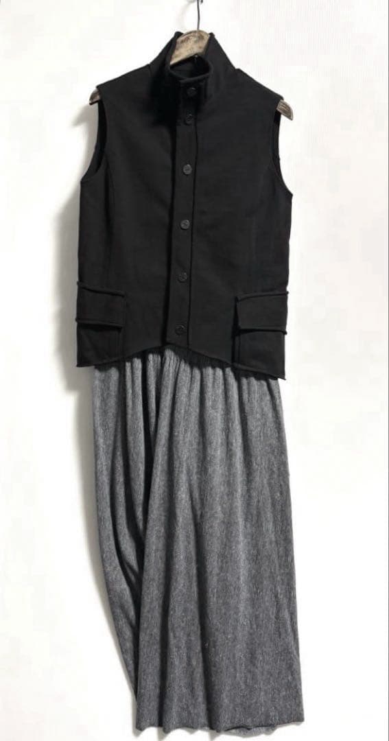 JURGEN LEHLヨーガンレール　スウェットベスト 切りっぱなし　染め黒　綿