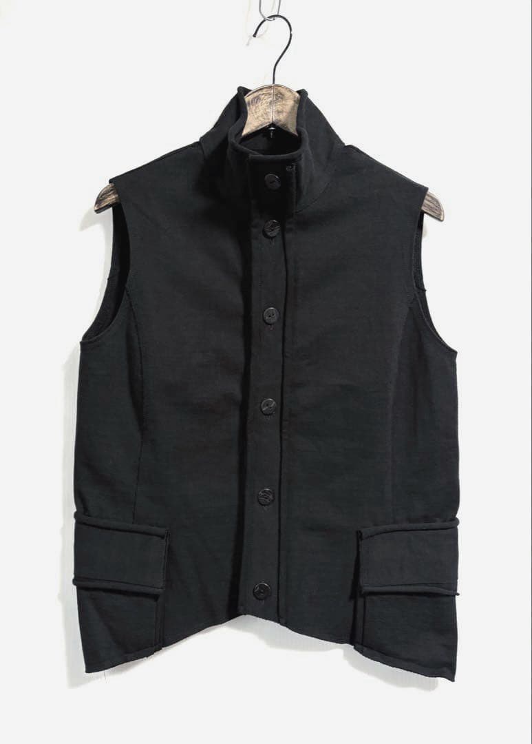 JURGEN LEHLヨーガンレール　スウェットベスト 切りっぱなし　染め黒　綿