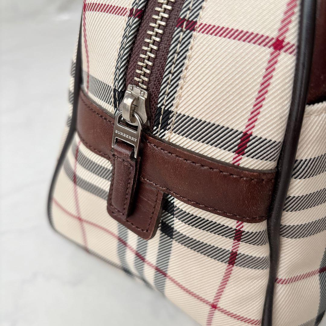 美品 BURBERRY ノバチェック ミニ ボストンバッグ ロゴプレート