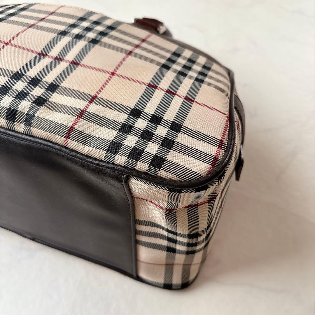 美品 BURBERRY ノバチェック ミニ ボストンバッグ ロゴプレート