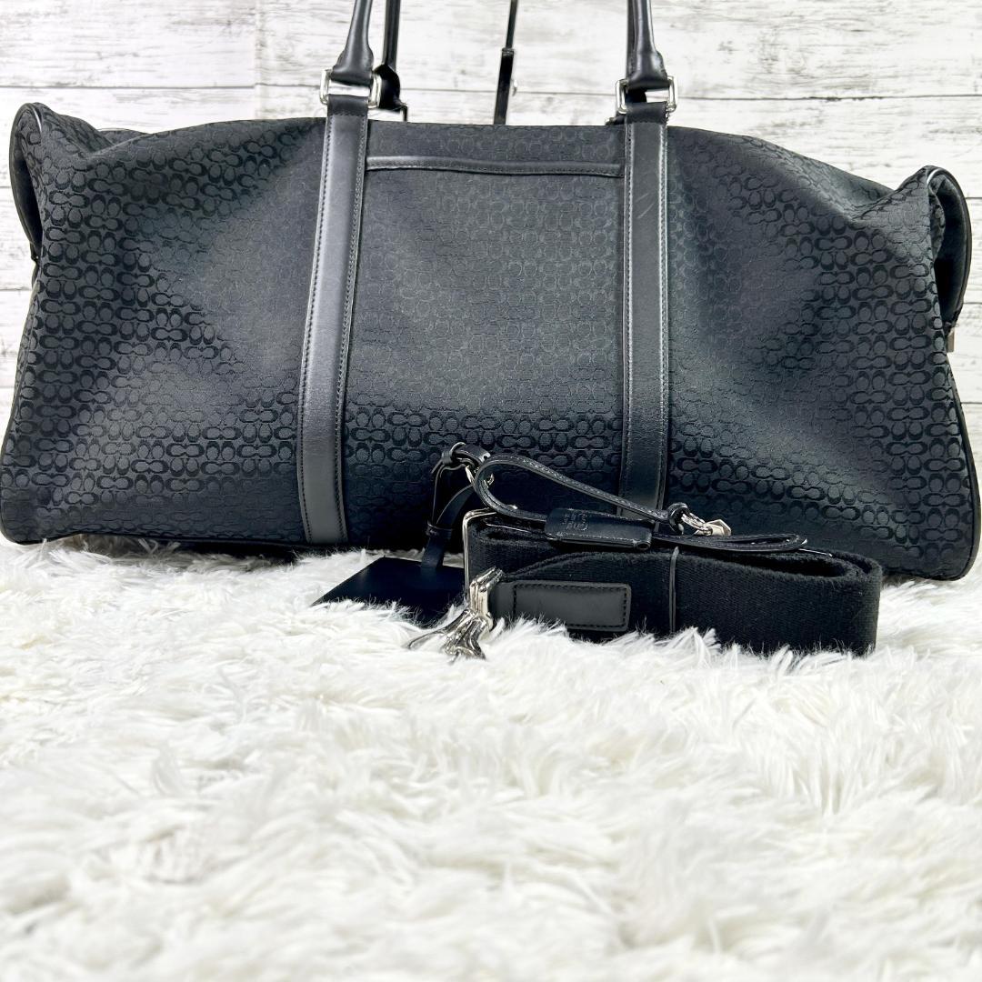 【美品】コーチ ボストンバッグ キャンバス 大容量 シグネチャー F77013