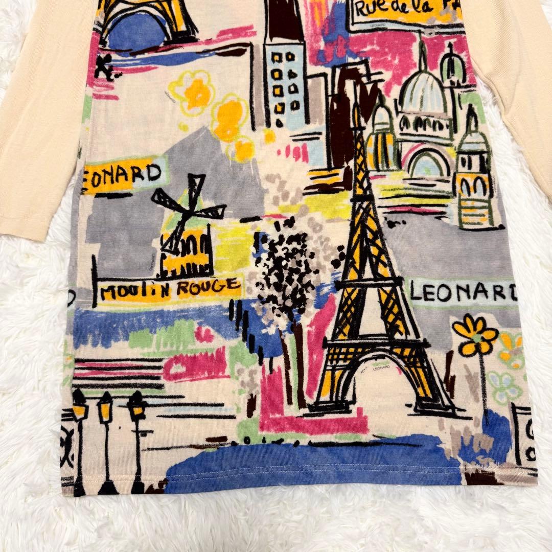 良品✨レオナールスポーツ ニットワンピース 42 ウール100 総柄 上品 希少