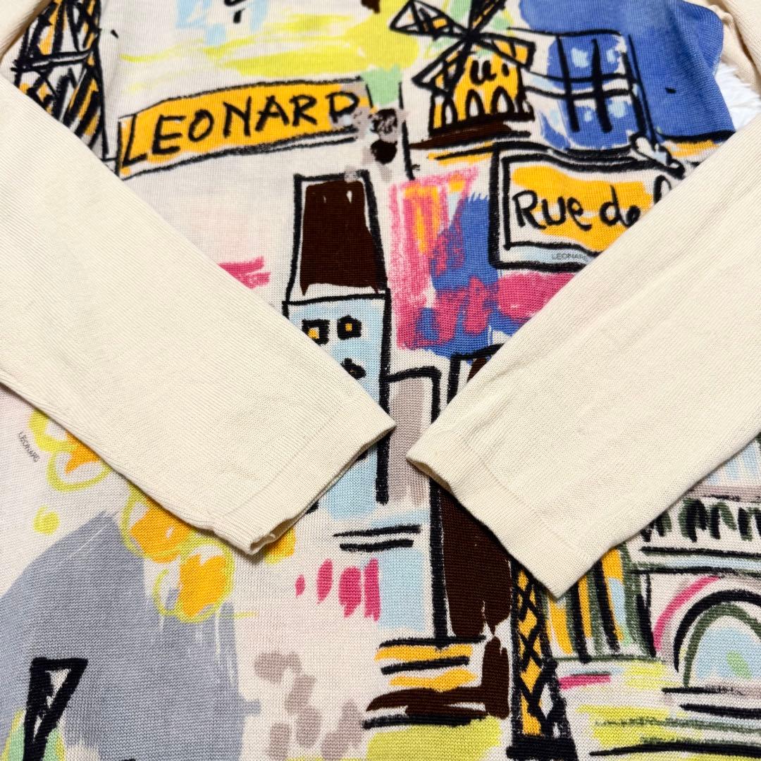 良品✨レオナールスポーツ ニットワンピース 42 ウール100 総柄 上品 希少