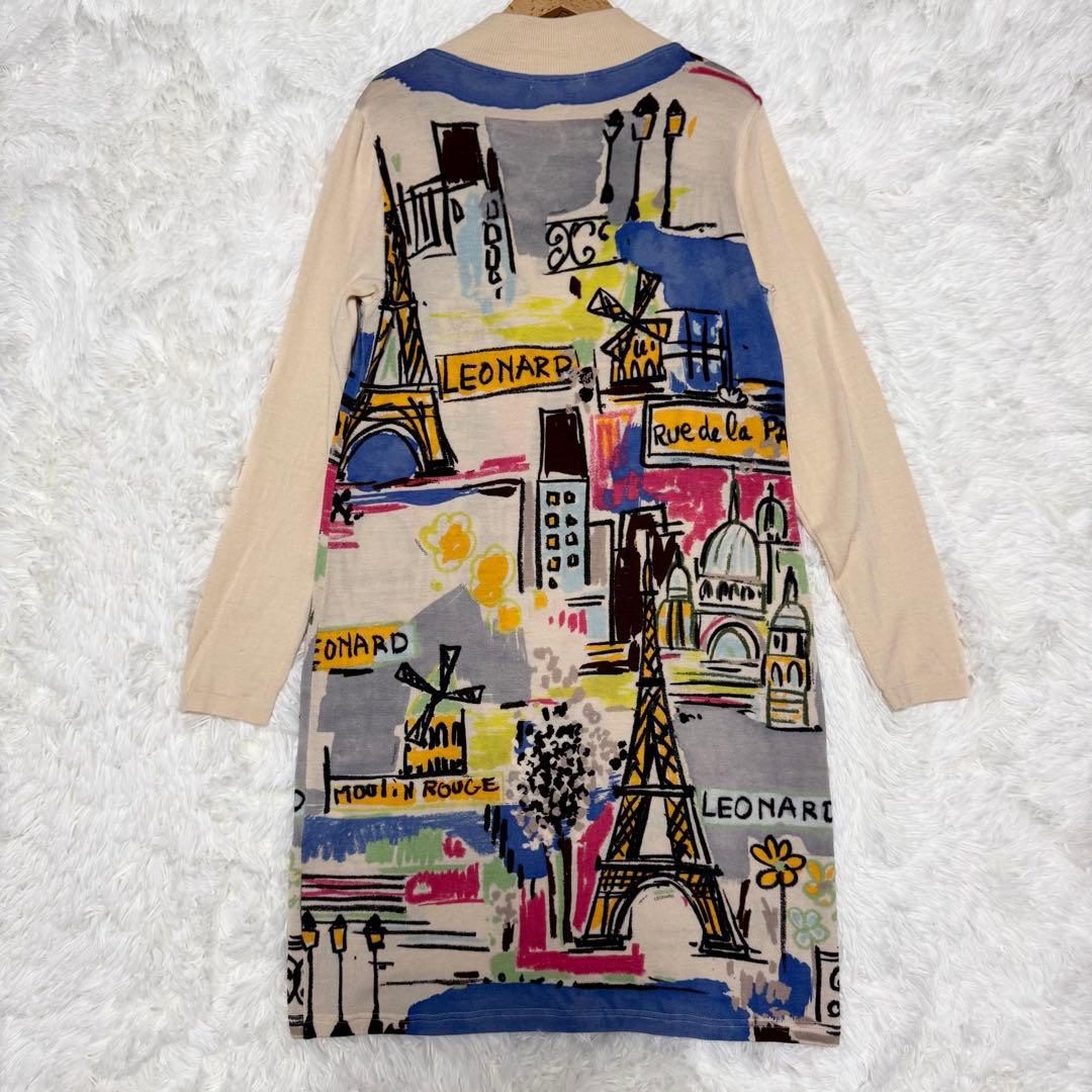 良品✨レオナールスポーツ ニットワンピース 42 ウール100 総柄 上品 希少