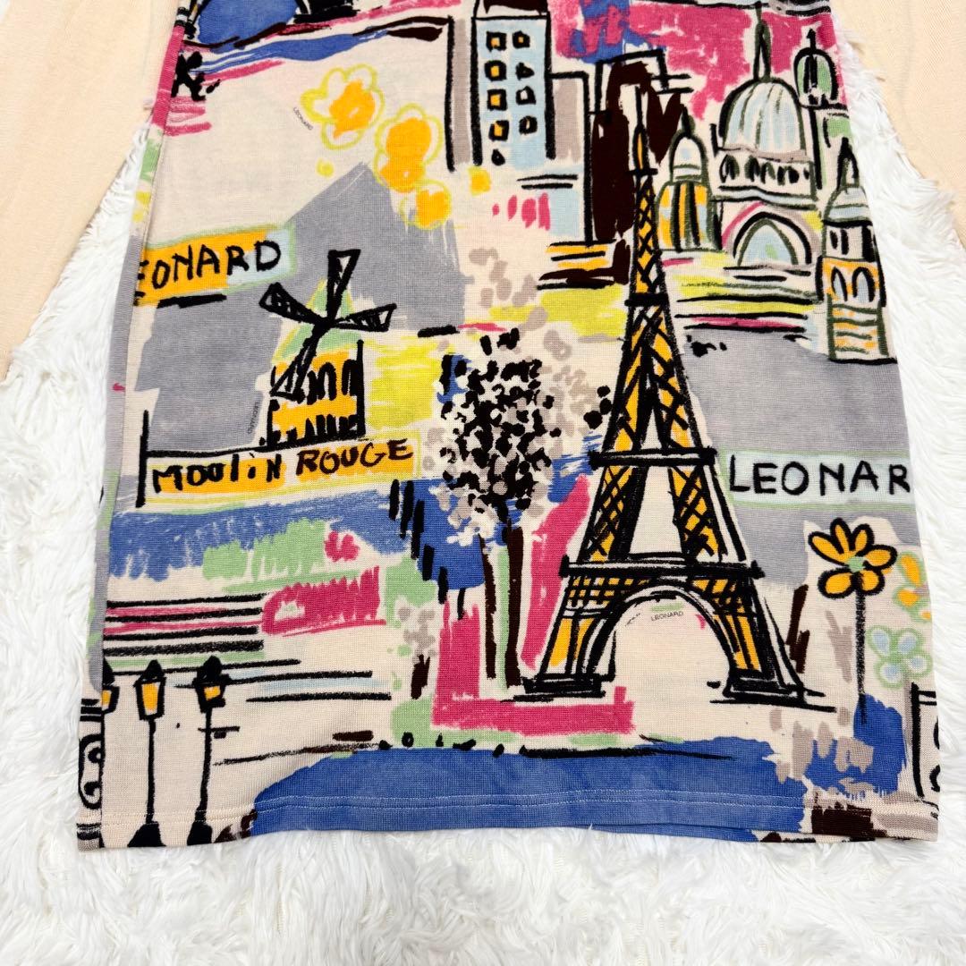 良品✨レオナールスポーツ ニットワンピース 42 ウール100 総柄 上品 希少