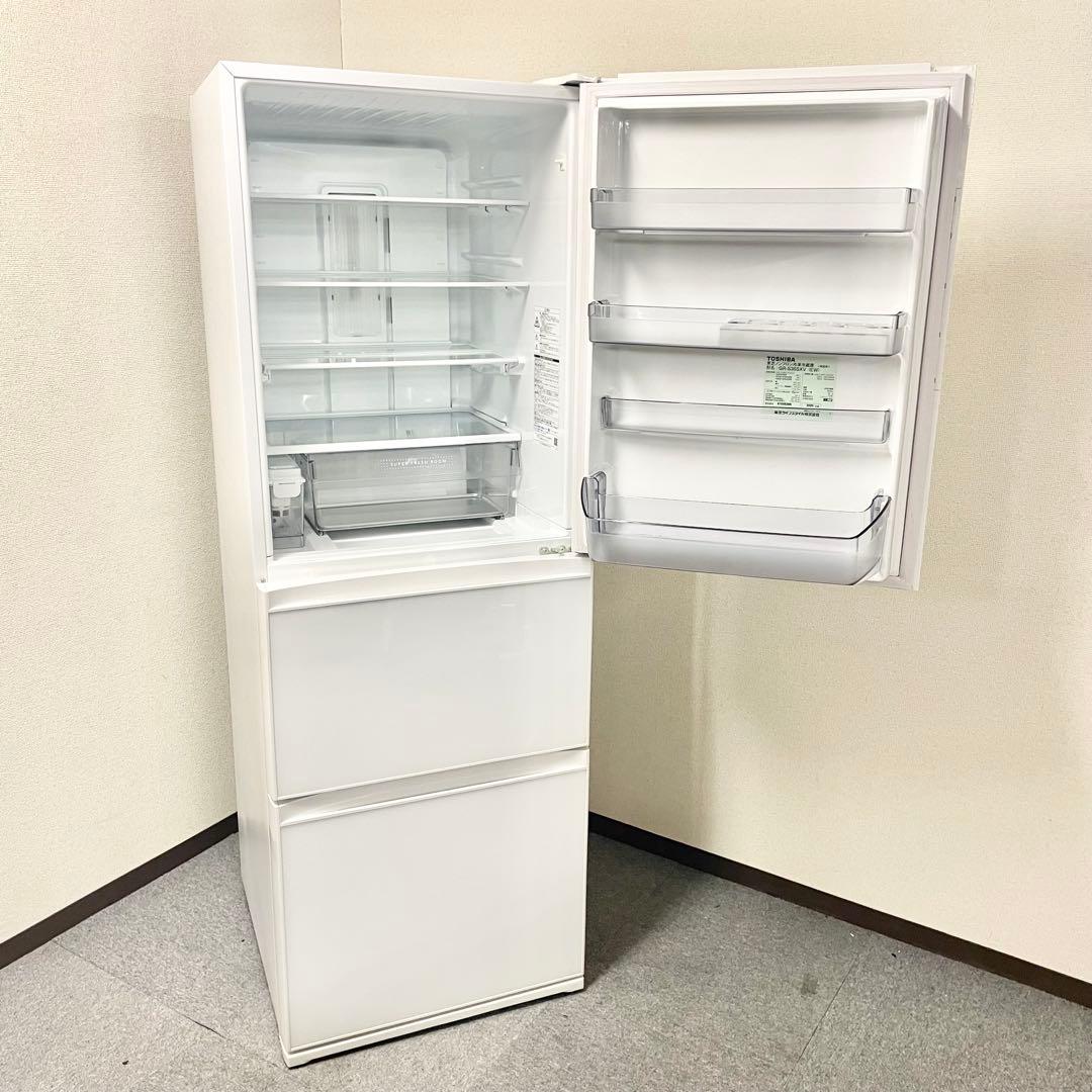 20年製 東芝 363L 3ドア 冷蔵庫 GR-S36SXV(EW)