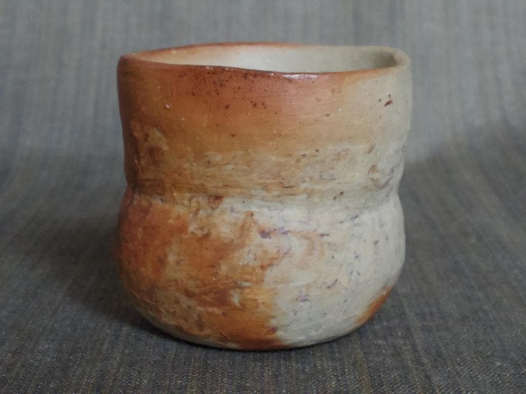 川端文男★備前《自然練り込み》ぐい呑み★共箱