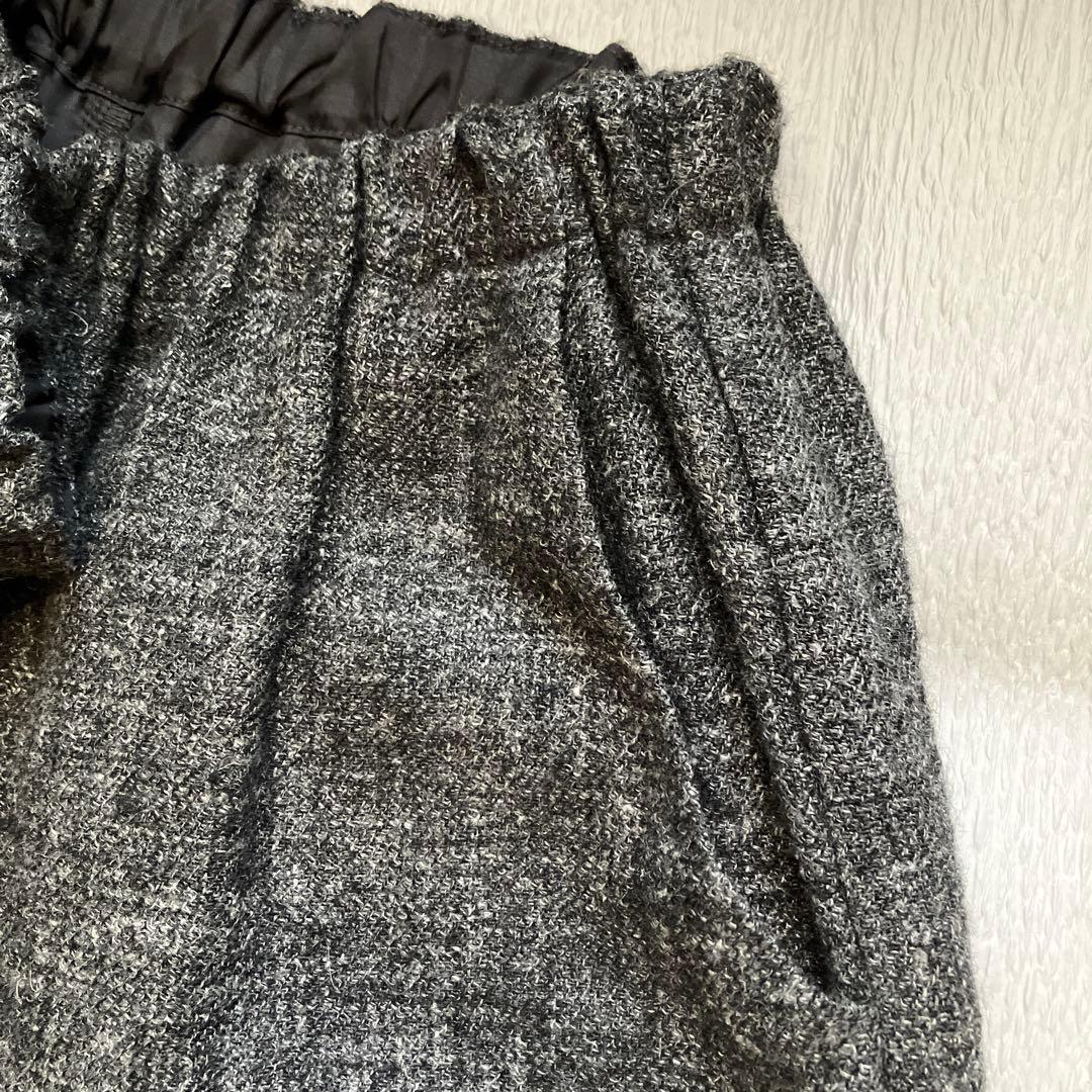 麻とウールツイード　ワイドパンツ